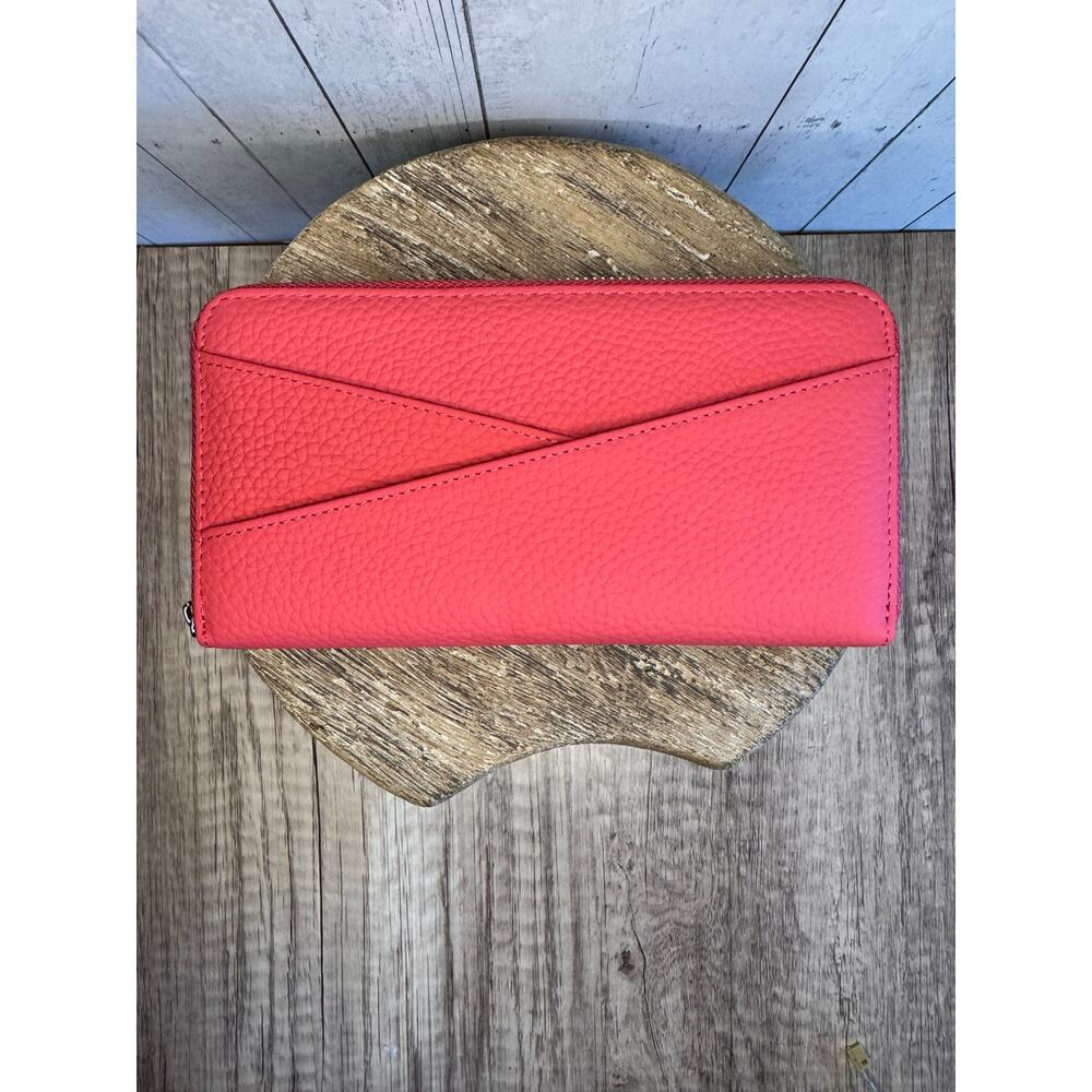 - Dusty Rose Leather Wallet Criss Cross Pocket Purse Bag Wallet  Wallet